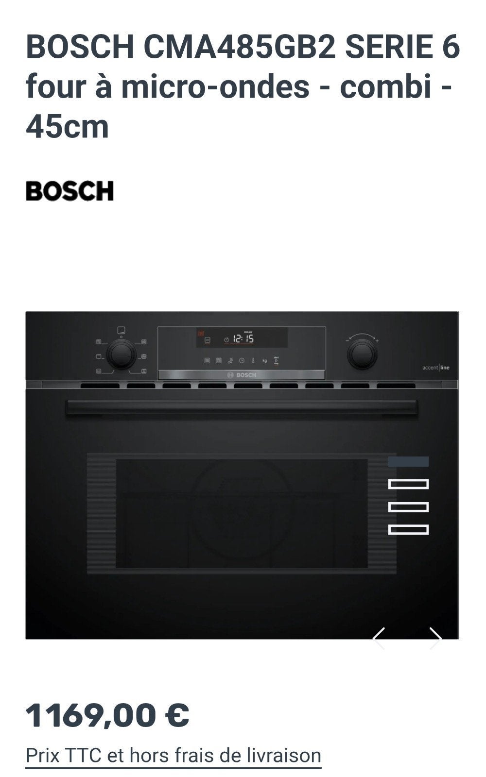 Four combiné avec micro-ondes BOSCH 45CM Neuf, Electroménager, Micro-ondes, Neuf, Encastré, Croustillant, Enlèvement