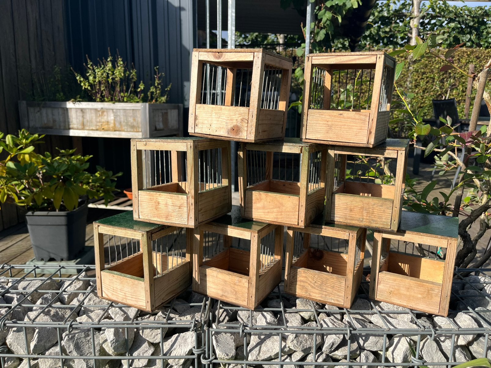 Nichoirs à oiseaux en treillis en bois. 11x11x13 cm, Enlèvement, Utilisé, Accessoires pour cage