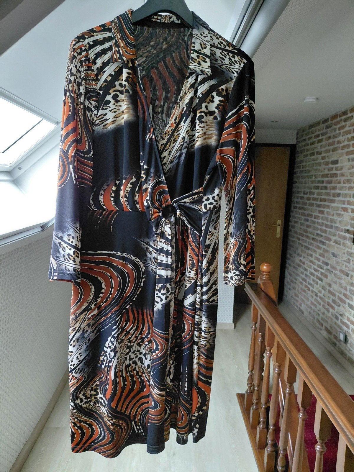 Mooi kleedje maat 46. Herfstkleuren., Kleding | Dames, K-design, Ophalen of Verzenden, Zo goed als nieuw, Maat 46/48 (XL) of groter