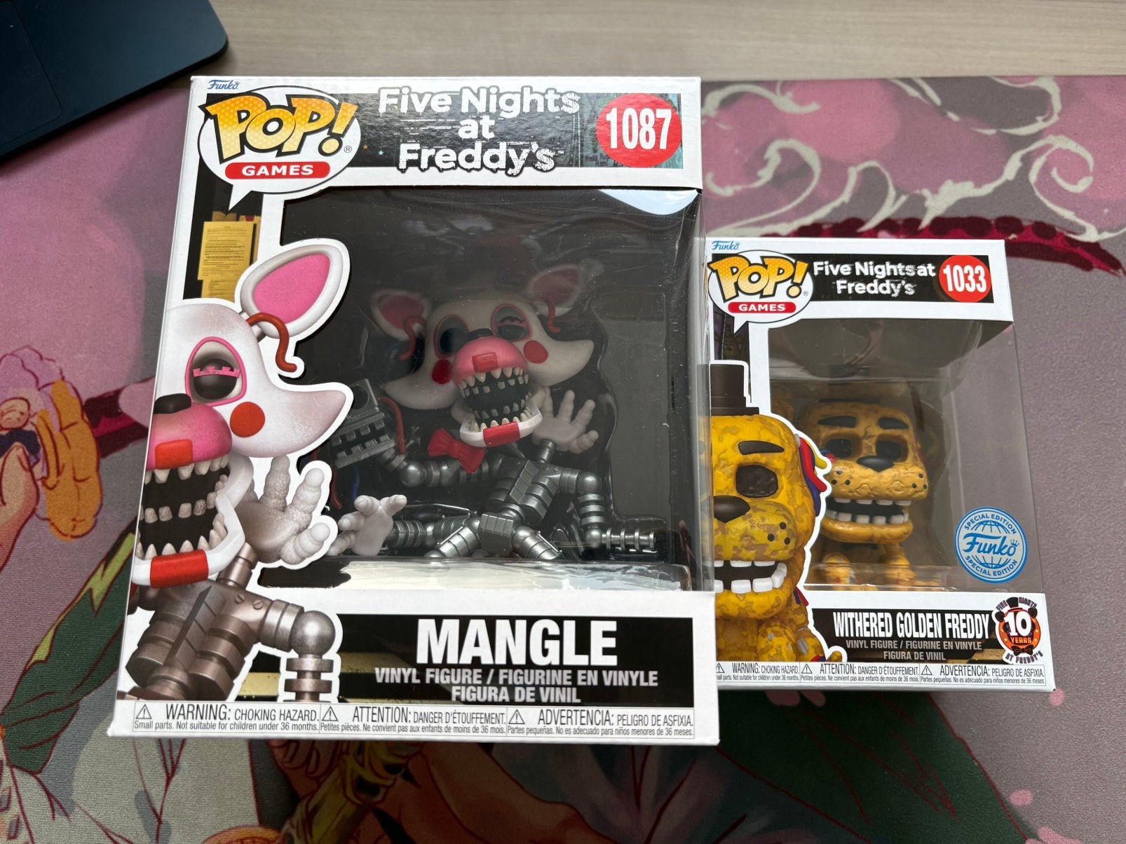 Funko Pop! FNAF Mangle 1087 & Withered Golden Freddy #1033, Enlèvement ou Envoi, Comme neuf