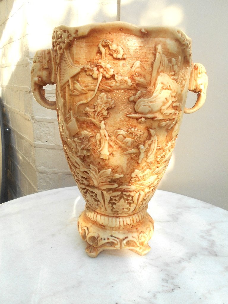 ancien gros vase chinois en resine hauteur 31 cm, Antiquités & Art, Enlèvement