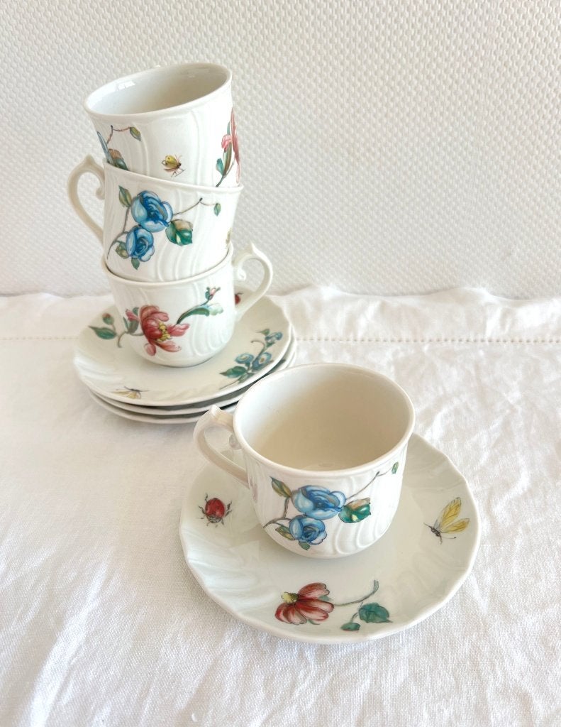 4 petites tasses et 4 sous-tasses Villeroy & Boch Bouquet, Ophalen of Verzenden