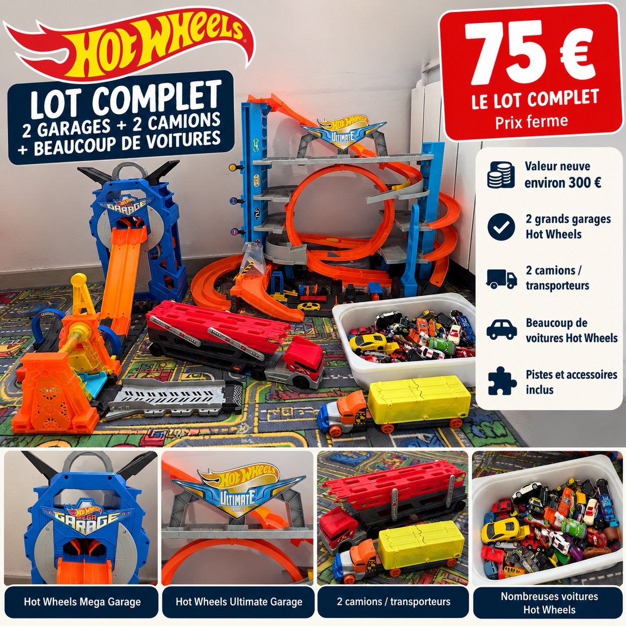 LOT HOT WHEELS COMPLET – 60€, Enlèvement, Comme neuf, Hot Wheels