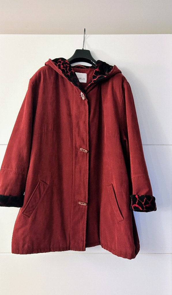 Gelco bordeaux houtje-touwtje jas met print, Rouge, Veste ou Manteau, Enlèvement ou Envoi, Gelco