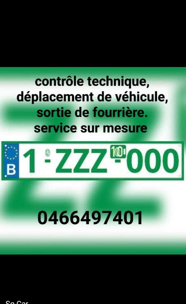 Contrôle technique, location plaque Z.