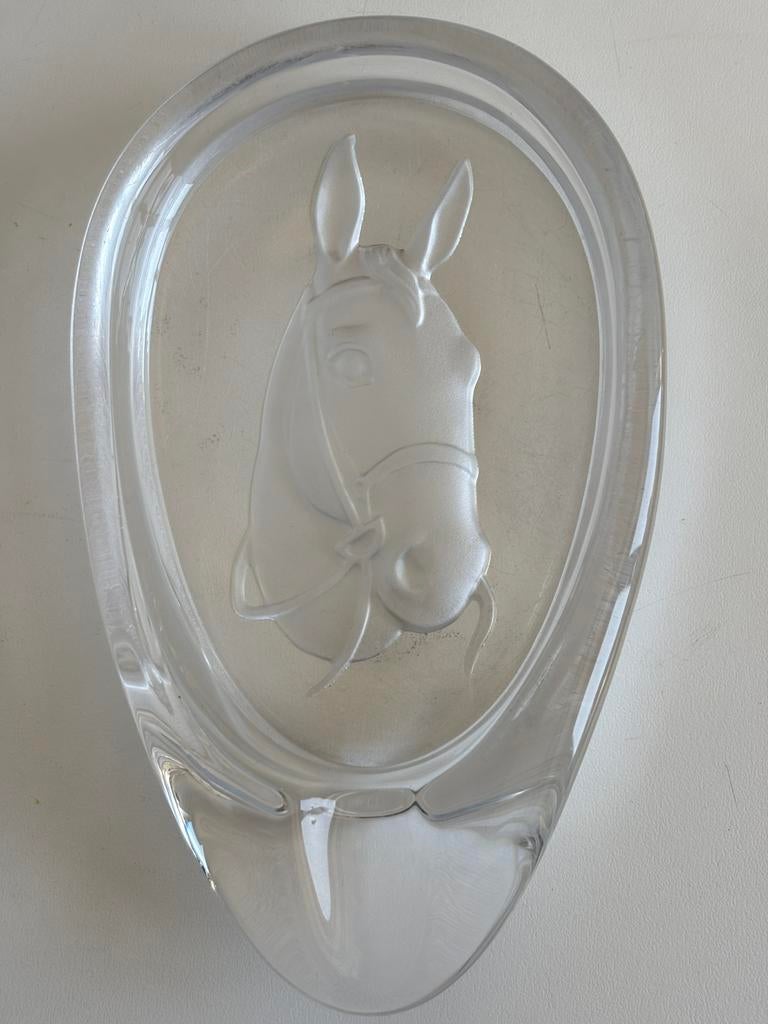 Vintage Kristallen Asbak / Vide-Poche, Paardenhoofd Intaglio, Enlèvement ou Envoi