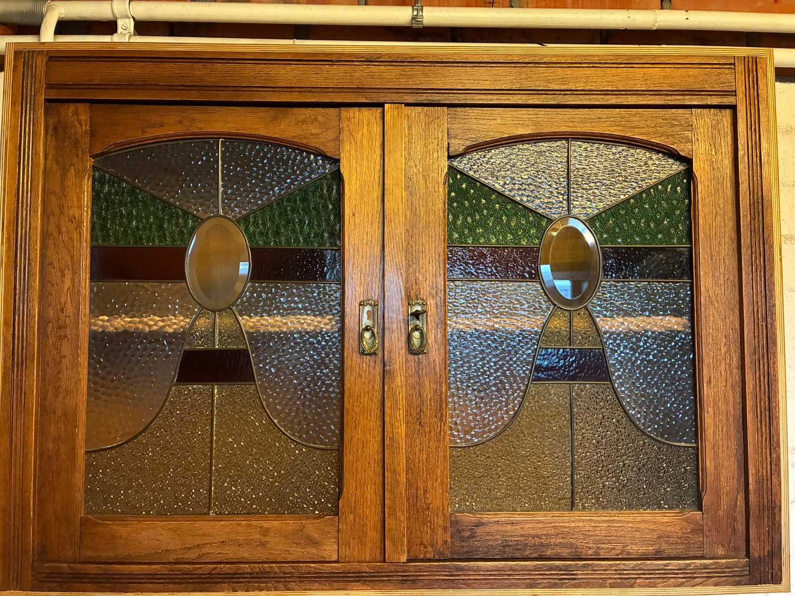 Hangkastje met glas in lood, Ophalen, Zo goed als nieuw, Glas