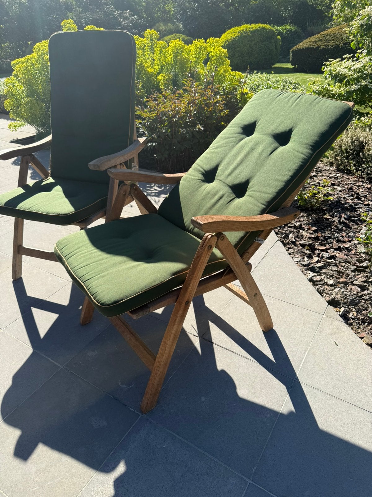 Gloster stoel met verstelbare rugleuning met Gloster kussens, Tuin en Terras, Ophalen, Zo goed als nieuw, Teakhout, Verstelbaar