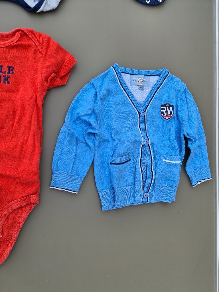 blauwe cardigan, pull, trui met knopen River Woods 6m 68cm, Enlèvement, Comme neuf