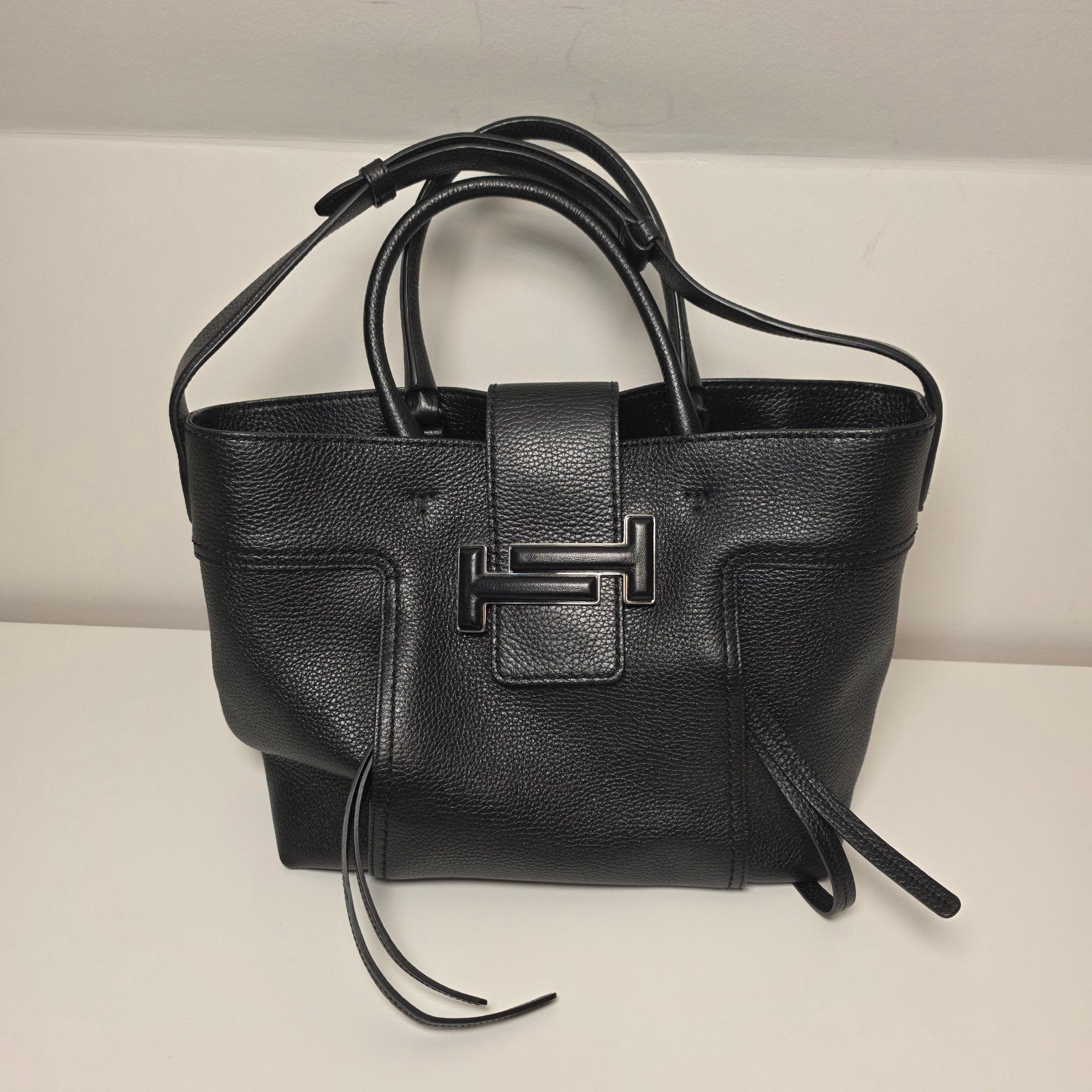 Originele Tod's Double T Handtas – Zwart Kalfsleder*, Ophalen, Zwart, Handtas