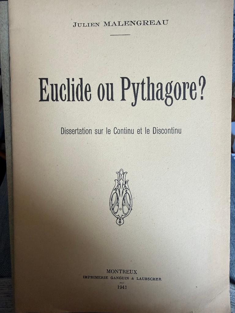 Euclide ou Pythagore, sur le Continu et le Discontinu, Livres, Philosophie, Envoi
