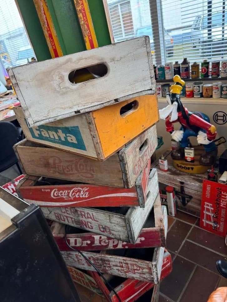 Vintage Dr. Pepper & Coca-Cola Houten Kratten
