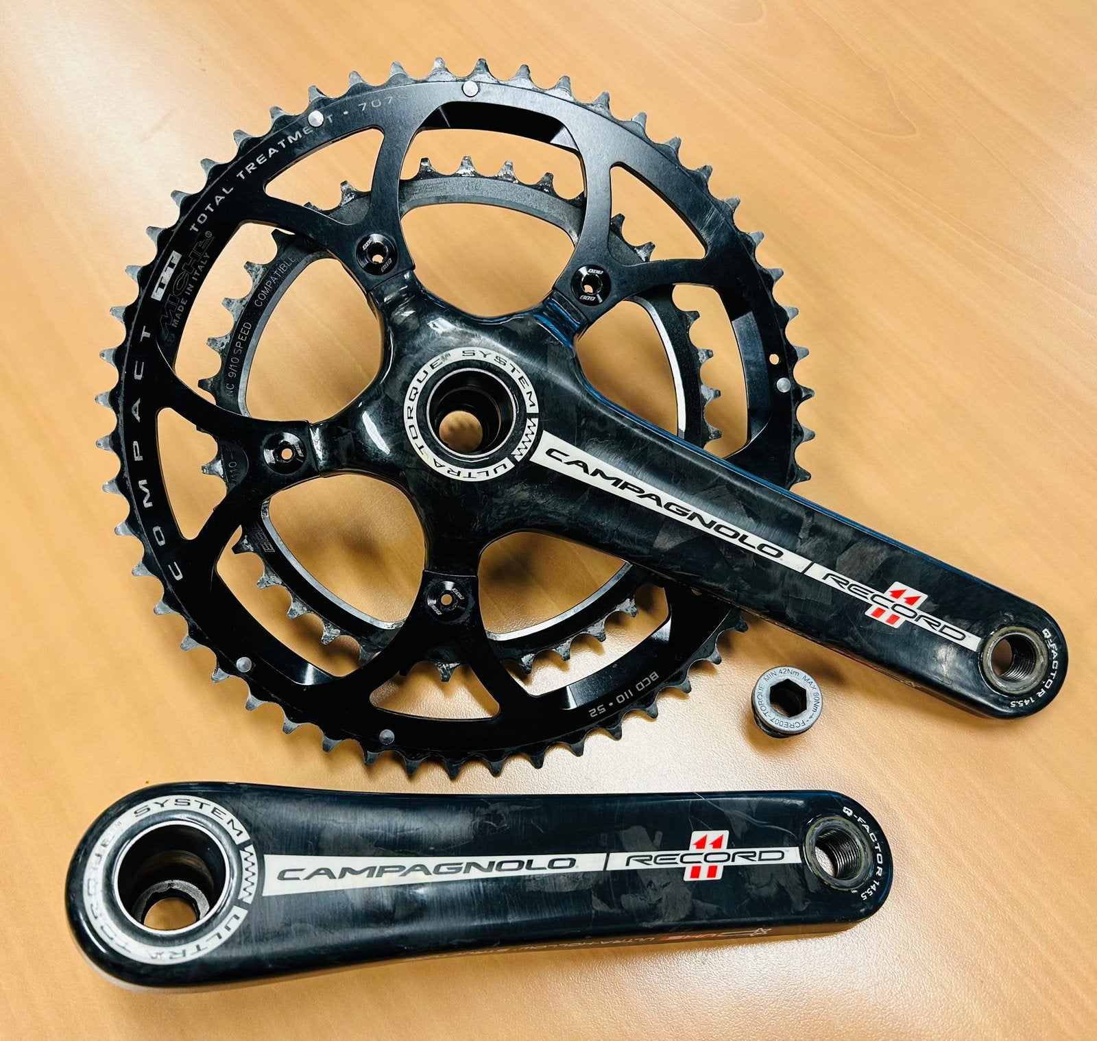 Campagnolo Record carbon Crankstel 11v, Fietsen en Brommers, Fietsonderdelen, Crankstel of Pedalen, Gebruikt, Ophalen of Verzenden