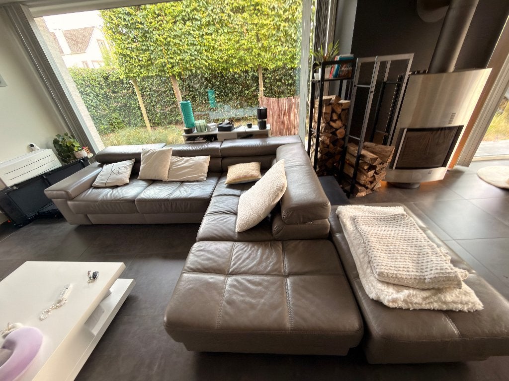Fauteuil d'angle spacieux en cuir marron avec chaise longue, Maison & Meubles, Canapés | Salons, 100 à 125 cm, 250 à 300 cm, Banc d'angle