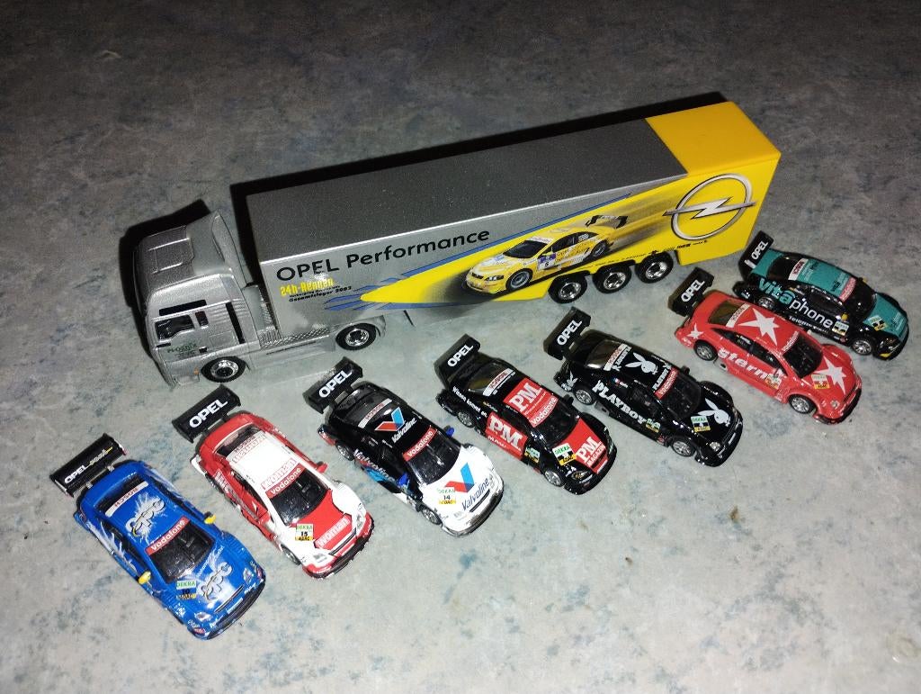 Schuco 1/87 H0 Opel DTM-team: 7 auto's + MAN semi, Verzenden, Gebruikt, Bus of Vrachtwagen, Schuco