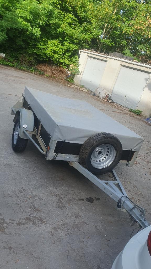 Remorque simple essieux 750kg avec bâche et filet+Antivol, Enlèvement ou Envoi, Comme neuf