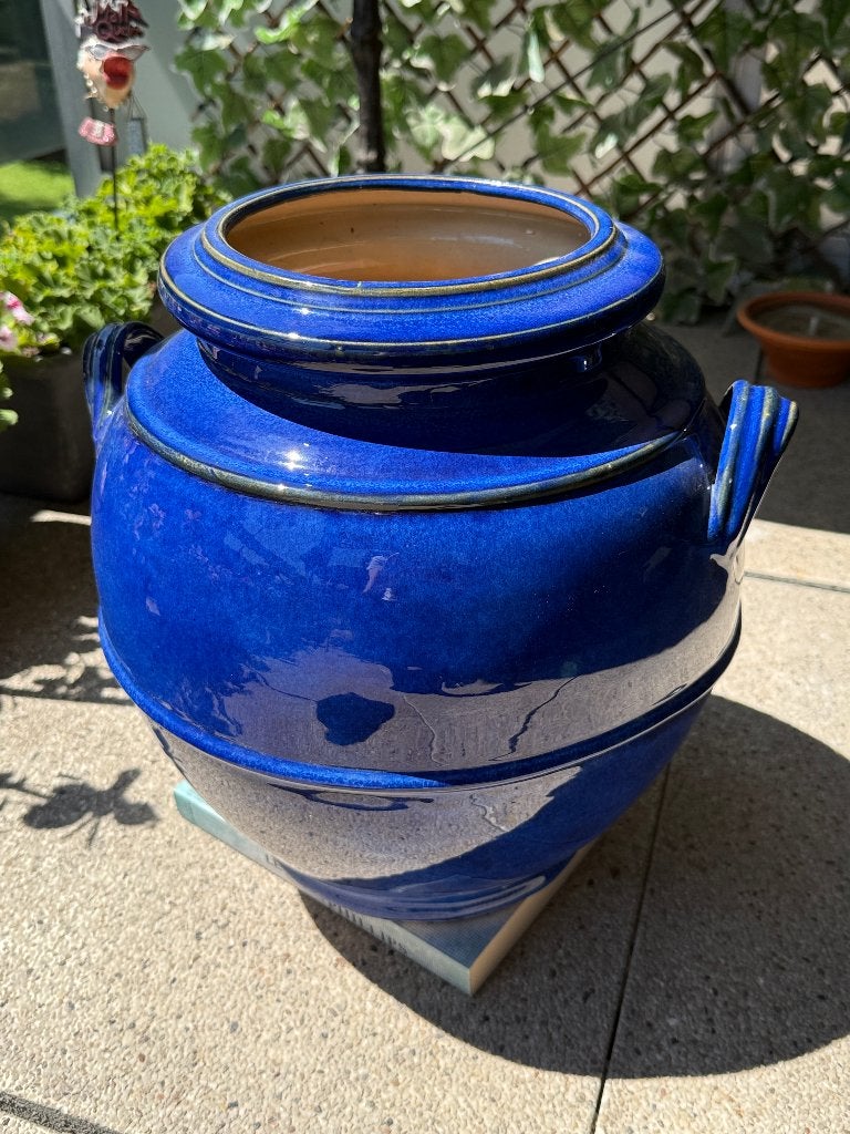 Cache-pot bleu, Jardin & Terrasse, Pots de fleurs, Utilisé, Poterie, Intérieur, Balcon, Moins de 40 cm, Moins de 25 cm, Rond, Enlèvement