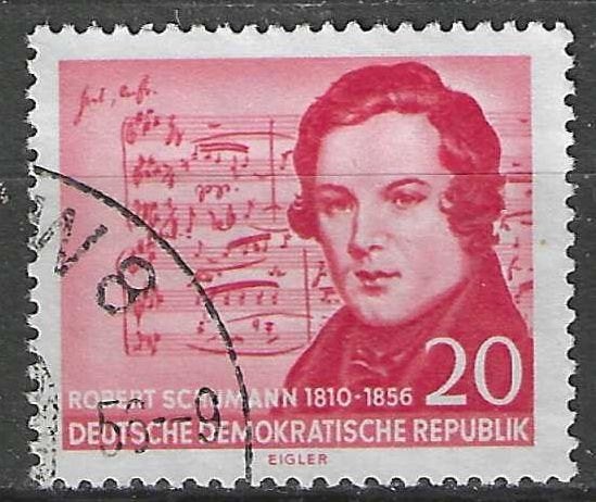 Allemagne DDR 1956 - Yvert 265 - Robert Schumann (ST), Envoi, RDA, Affranchi