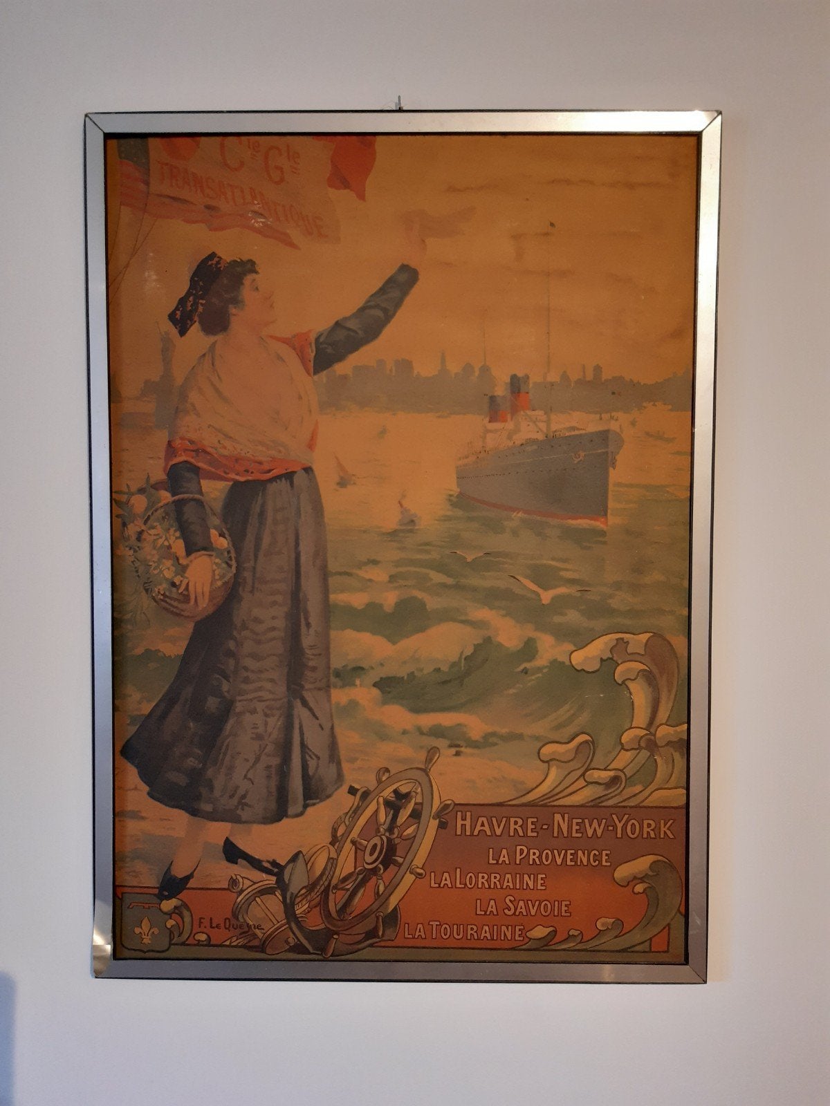 OUDE STEAM OCEAN LINER ADVERTENTIE POSTER OP PANEEL, Enlèvement