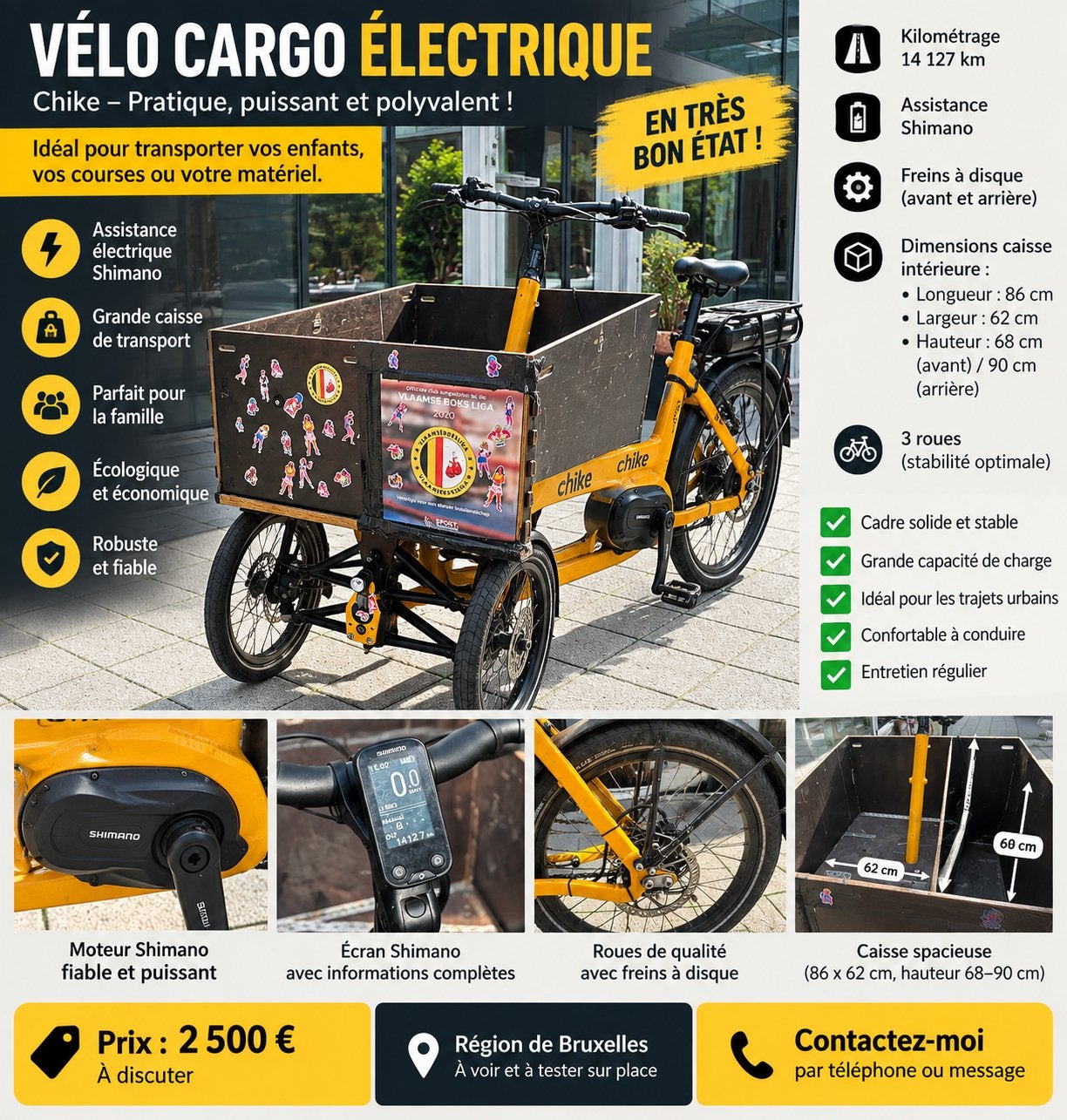Elektrische Chike bakfiets te koop, Ophalen