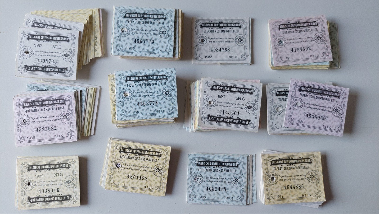 Belgische Duivenliefhebbersbond - eigendomsbewijzen ring, Ophalen of Verzenden