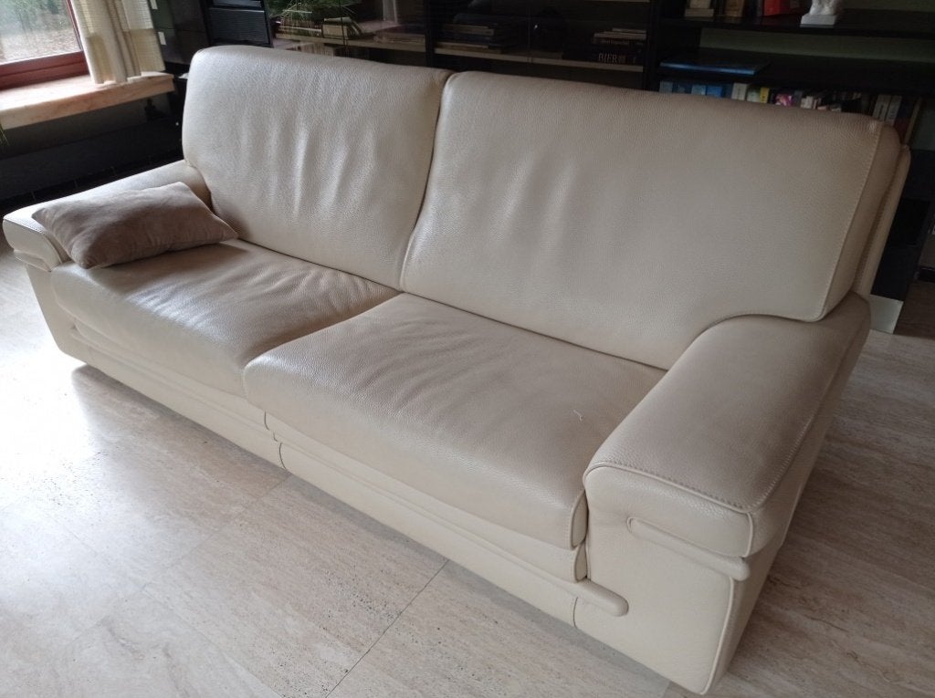 3-zit leder modern, Huis en Inrichting, Ophalen, Zo goed als nieuw, Leer
