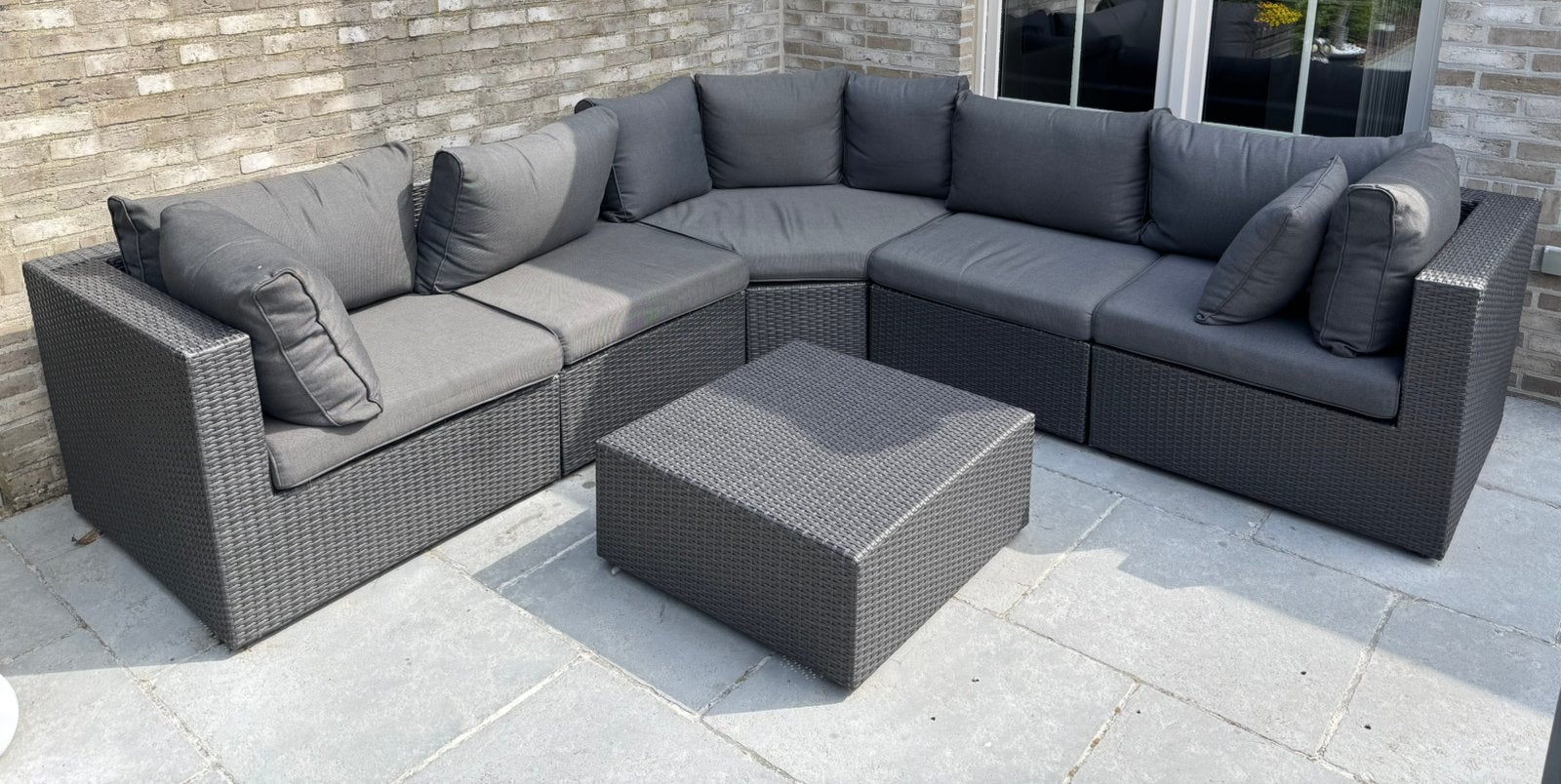 Loungeset salon extérieur, Jardin & Terrasse, Ensembles de jardin, 5 places, Osier, Banque, Enlèvement