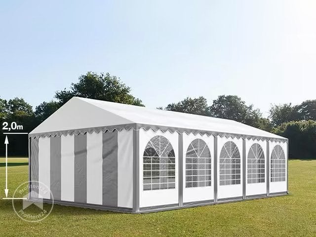 Party tent 5x10m grijs/wit, Ophalen, Zo goed als nieuw