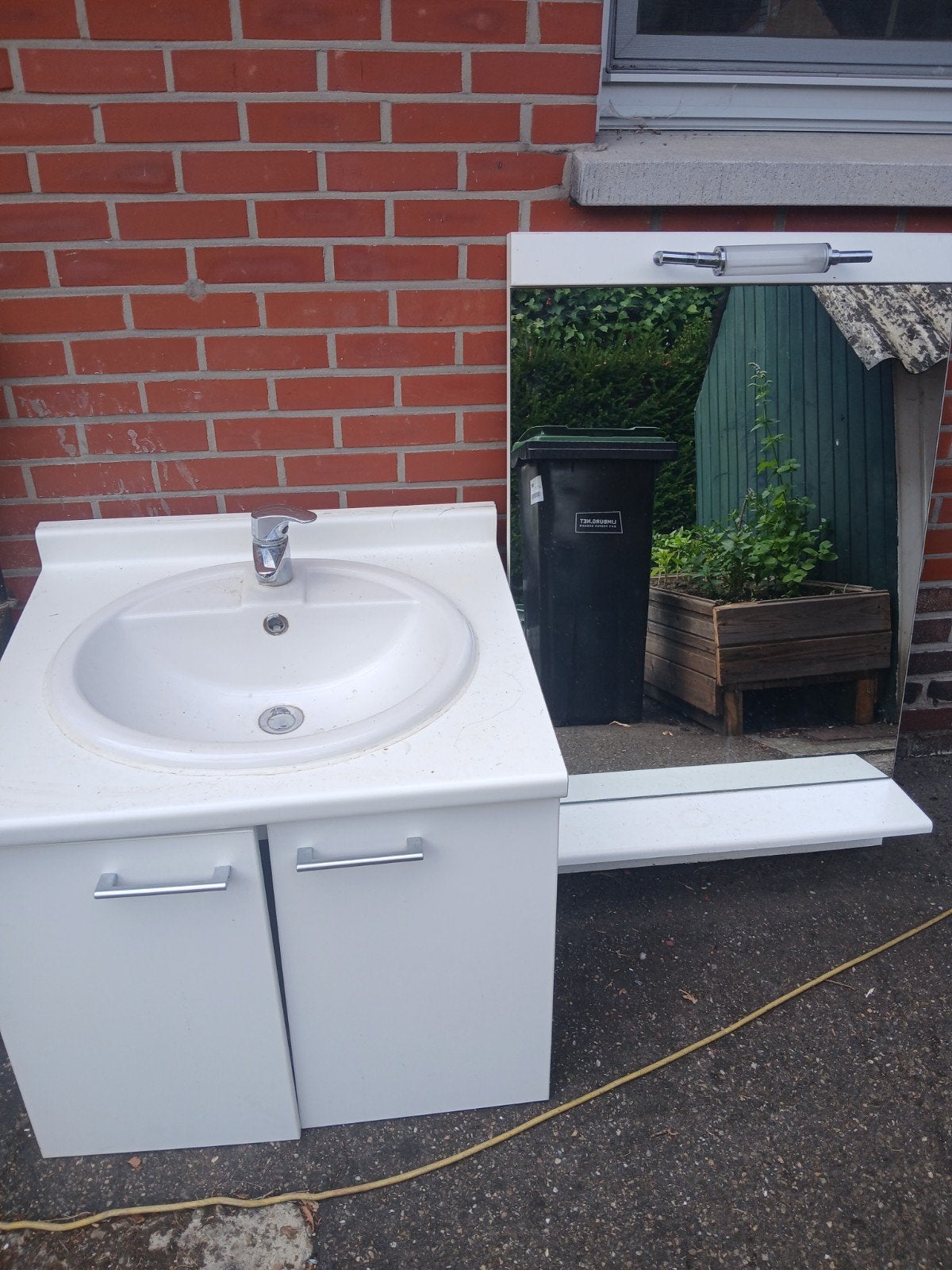lavabo de salle de bain avec miroir, Enlèvement, Utilisé
