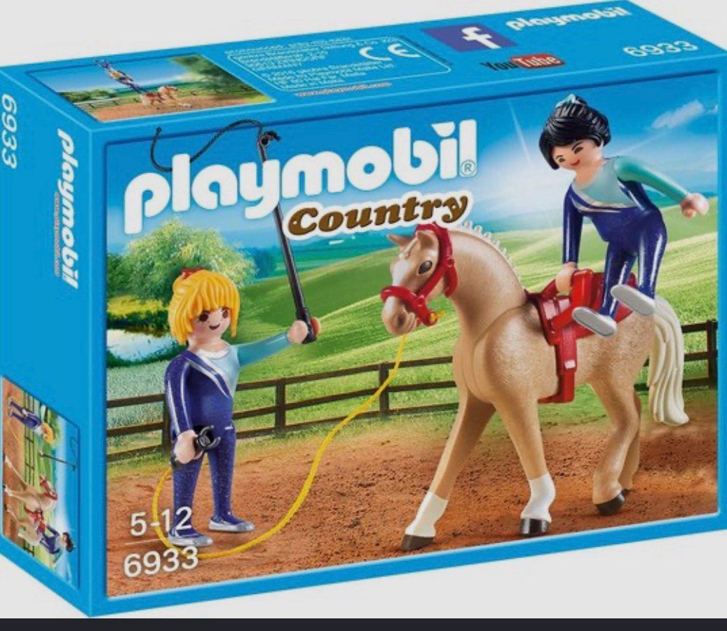 Playmobil voltigeteam met paard en 2 figuren, Ophalen of Verzenden, Gebruikt
