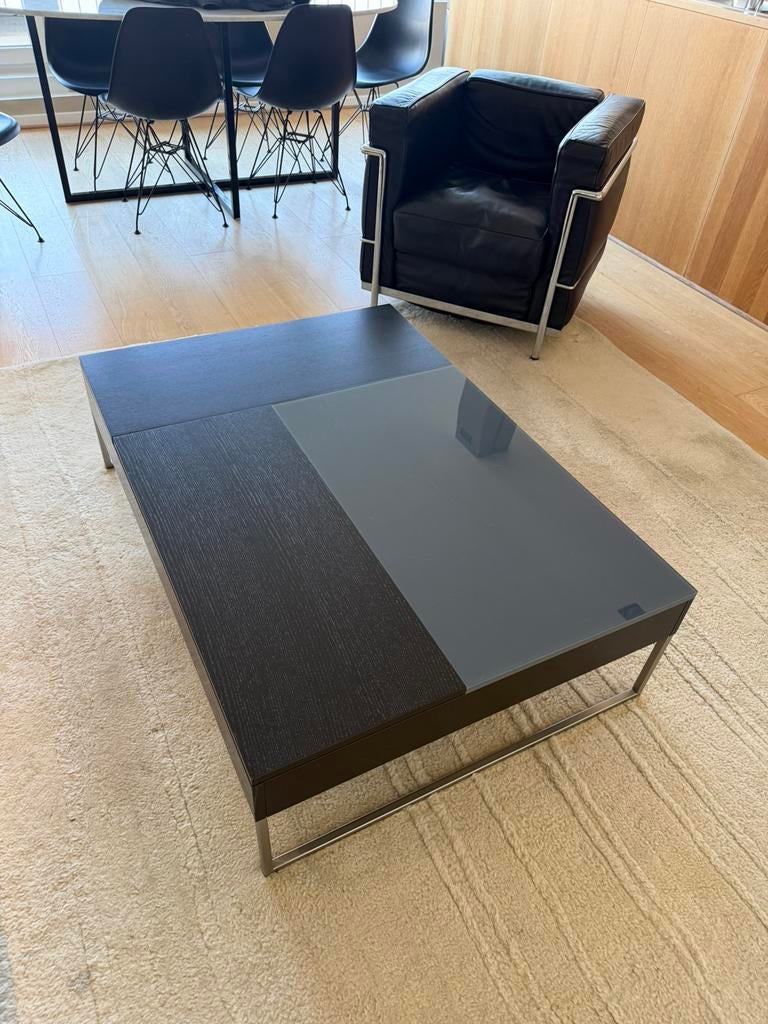 Table basse relevable avec rangement – design moderne noir, Enlèvement, Utilisé, Verre