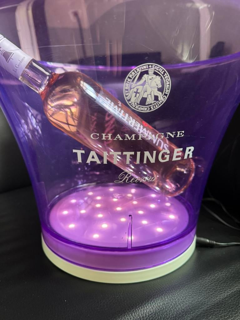Champagne cooler Taittinger met LED, Huis en Inrichting, Ophalen of Verzenden, Zo goed als nieuw