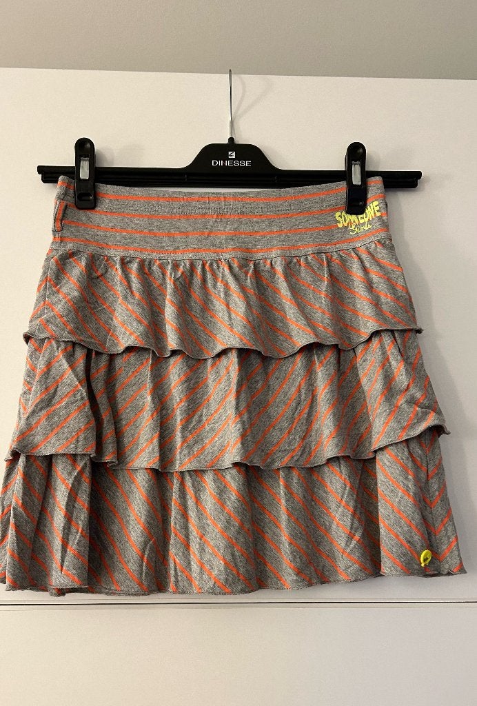Someone grijze rok met oranje strepen maat 164, Kinderen en Baby's, Ophalen of Verzenden, Zo goed als nieuw, Meisje, Jurk of Rok