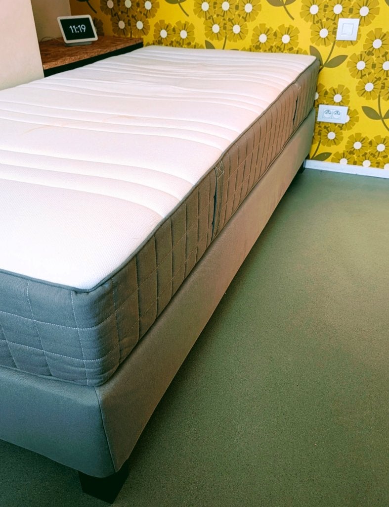 Ikea boxspring 90x120 met matras en poten, Ophalen, Gebruikt, 200 cm, 90 cm