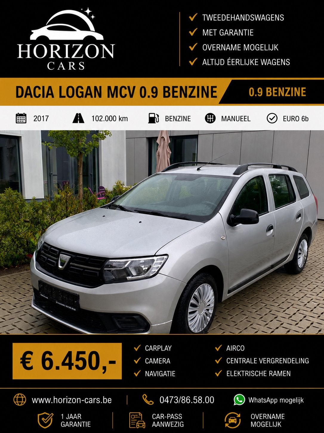 Dacia Logan MCV 0.9 Benzine + Garantie, Auto's, Dacia, 898 cc, Euro 6, Logan, 5 deurs