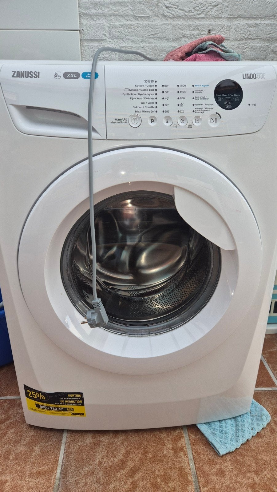wit merk zanussi 8 kg, Ophalen