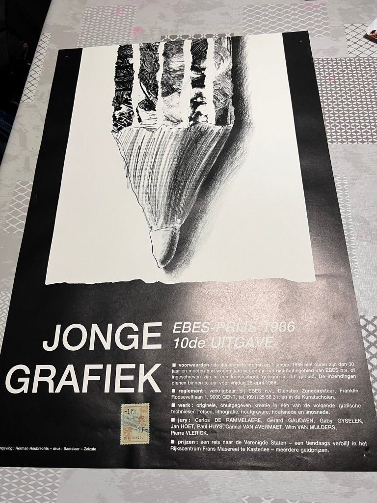 Vintage Poster Jonge Grafiek / EBES-Prijs 1986 10de uitgave, Verzamelen, Deurposter of groter, Ophalen of Verzenden, Reclame, Rechthoekig Staand