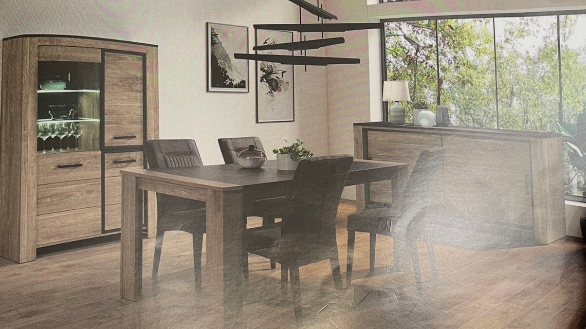 Tafel + 6 stoelen, Ophalen, Zo goed als nieuw, Vijf personen of meer, Rechthoekig