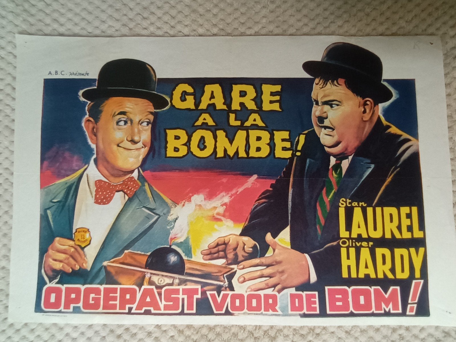 filmposter opgepast voor de bom, Gebruikt, Rechthoekig Liggend, Ophalen of Verzenden, A1 t/m A3
