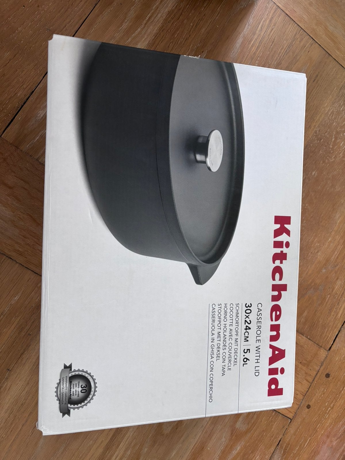 Cocotte en fonte KitchenAid 5,6L (30 x 24 cm) - NEUVE, Enlèvement, Autres marques, Cocotte, Fonte