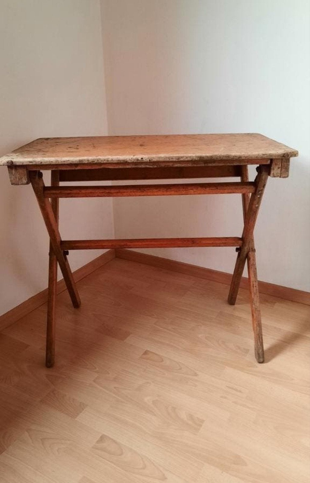 Table de bistrot pliable en bois vintage des années 70, Vintage, Enlèvement