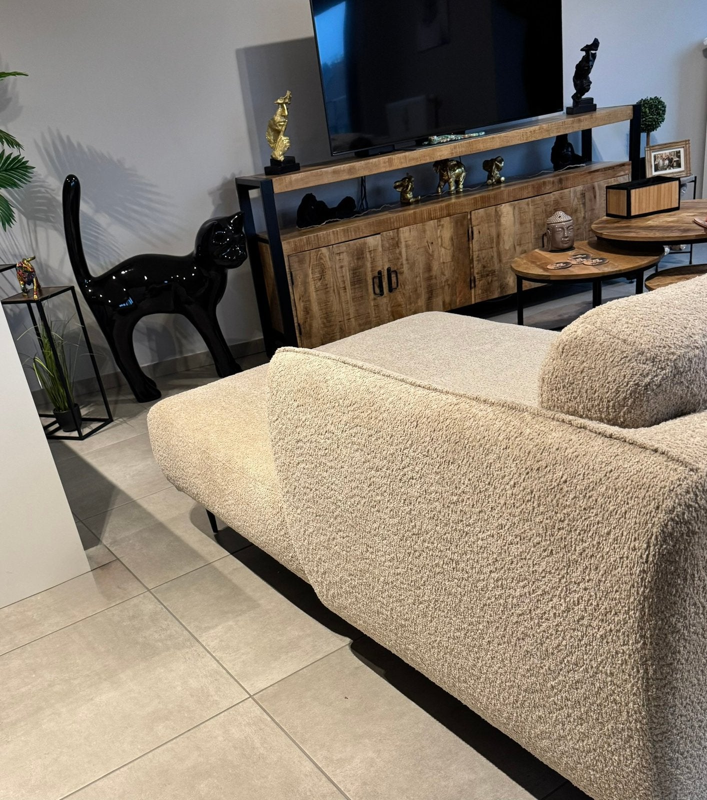 Fauteuil longchair et 1 place tournante, Maison & Meubles, Fauteuils, Comme neuf, Enlèvement, Boheme / industrielle / chic, Tissus