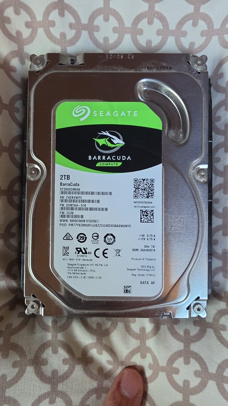 Disque dur Sata HDD 2tb, Informatique & Logiciels, Disques durs, Enlèvement, Comme neuf, SATA, HDD