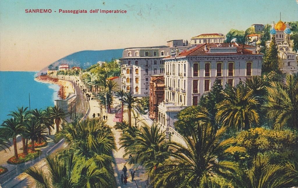 1929 - ITALIË - Sanremo: Passeggiata dell'Imperatrice, Verzamelen, Postkaarten | Buitenland, Gelopen, Italië, 1920 tot 1940, Verzenden