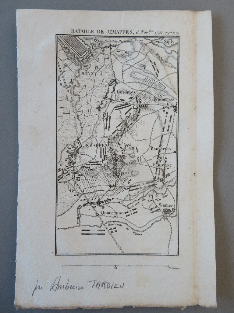 oud plan kaart Ambroise Tardieu Bataille de Jemappes 1792, Enlèvement ou Envoi, Autres, Autres types