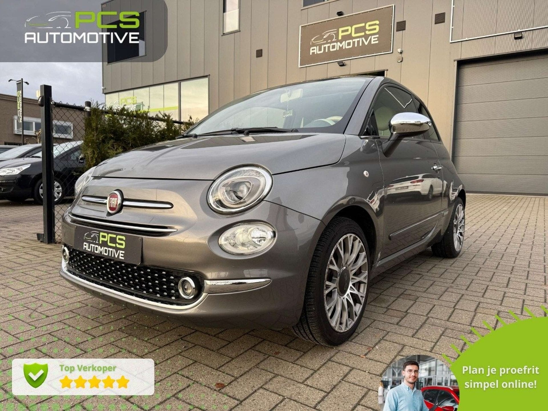 Fiat 500 1.2 Benzine / Panoramadak / 90.000 km / 2015 / 12 m, Autos, Fiat, 1242 cm³, Argent ou Gris, Achat, Entreprise