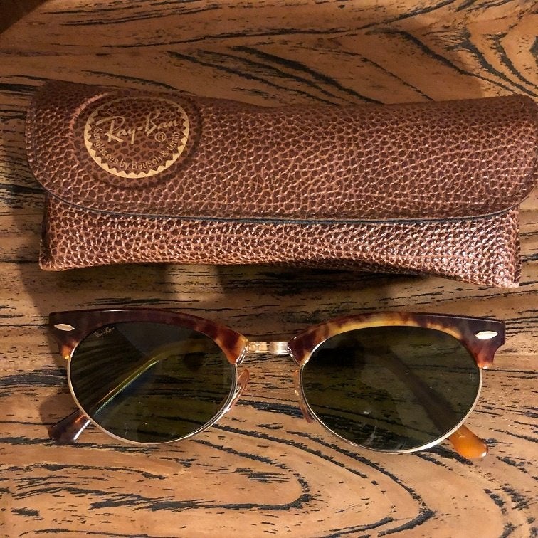 Vintage B&L Ray-ban Clubmaster Oval Max W1265 zonnebril OM1, Gebruikt, Zonnebril, Bruin, Ophalen of Verzenden