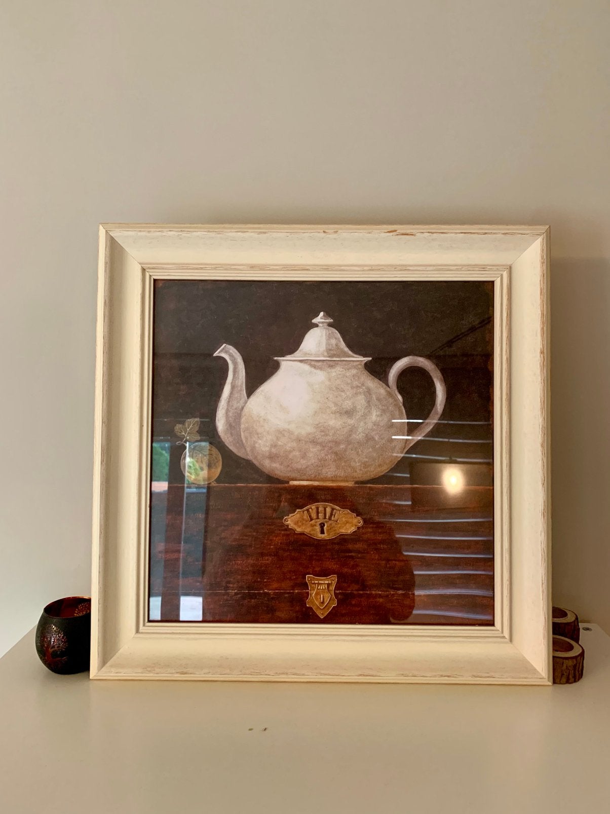 Decoratief schilderij / print – stilleven met theepot, Antiek en Kunst, Kunst | Schilderijen | Modern, Stilleven, Print, Glas