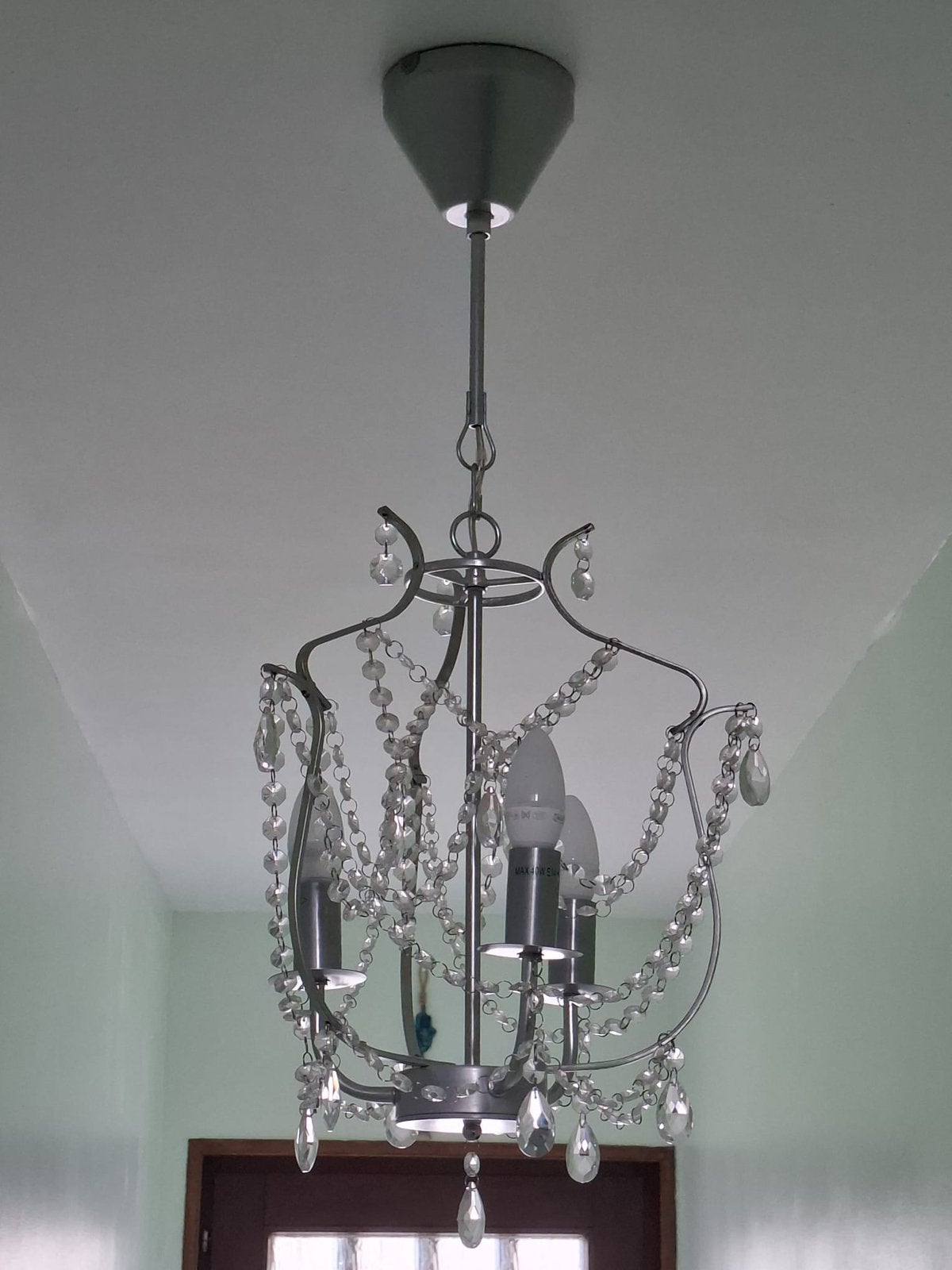 Lustre chandelier 3 lumières avec pampilles style cristal, Enlèvement ou Envoi, Comme neuf, Métal