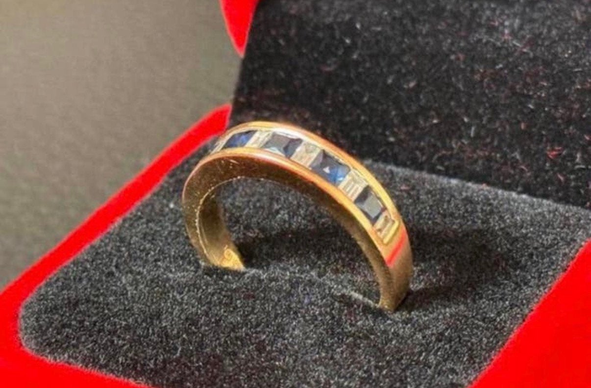 18 karaat gouden ring natuurlijke diamant en saffier 1.75ct!, 18 tot 19, Geel, Ophalen of Verzenden, Met edelsteen